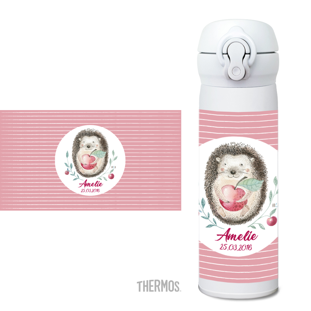 Igel Thermos Isolier -Trinkflasche personalisierbar - Woodland