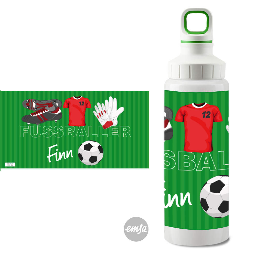 Fußball rot Edelstahltrinkflasche von emsa personalisierbar