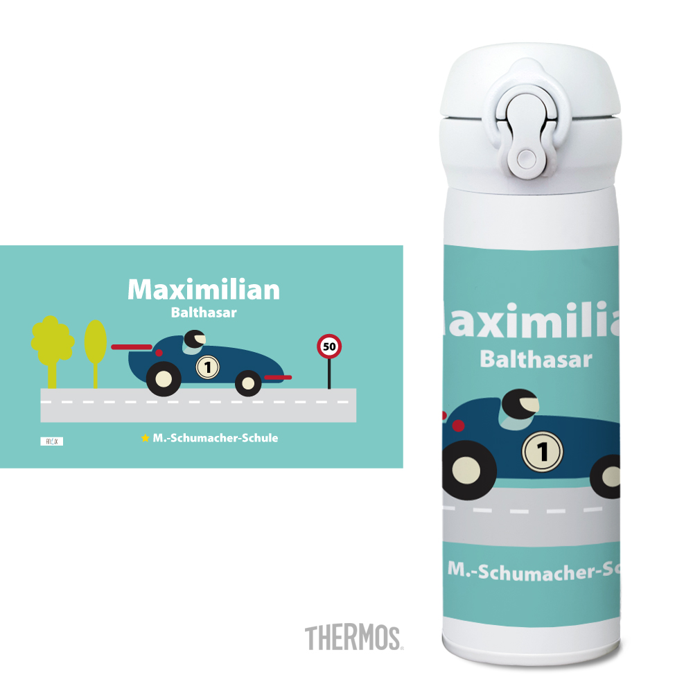 Thermos Isolier -Trinkflasche Formel Rennauto - personalisierbar