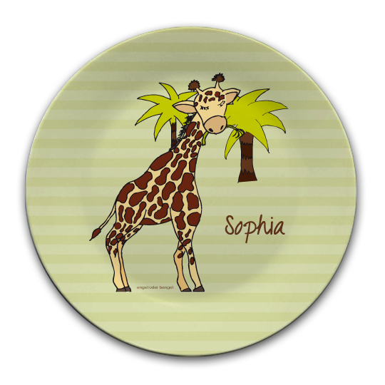 Teller Giraffe Sofia grün personalisierbar - Serie Afrika