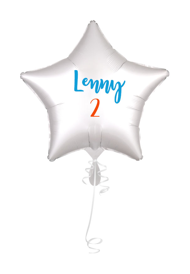 Luftballon personalisiert Stern weiß personalisiert