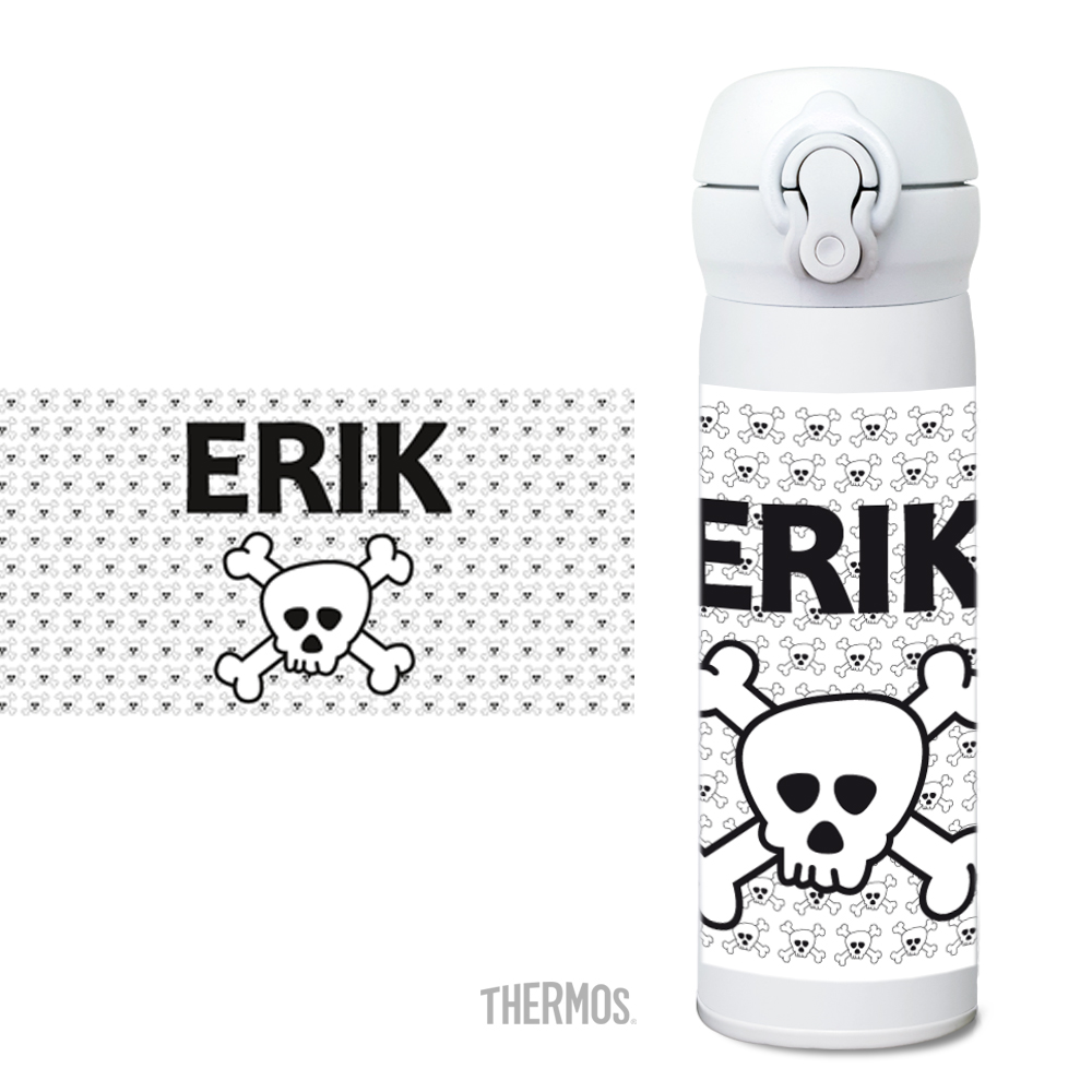 Thermos Isolier -Trinkflasche Totenkopf Muster - personalisierbar