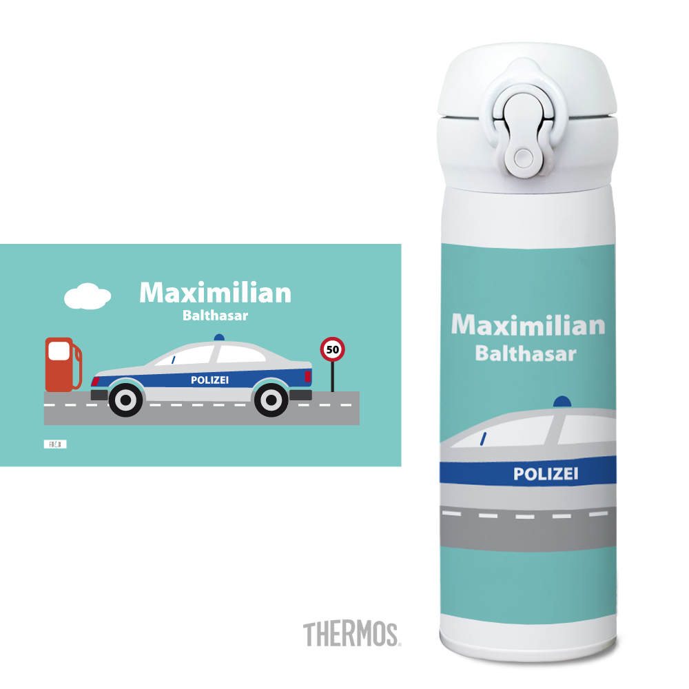 Thermos Isolier -Trinkflasche Polizei - personalisierbar