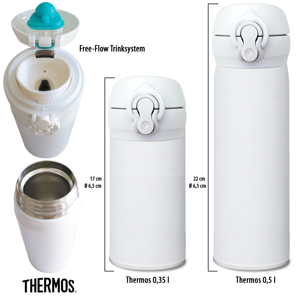 Thermos Isolier -Trinkflasche Totenkopf Muster - personalisierbar