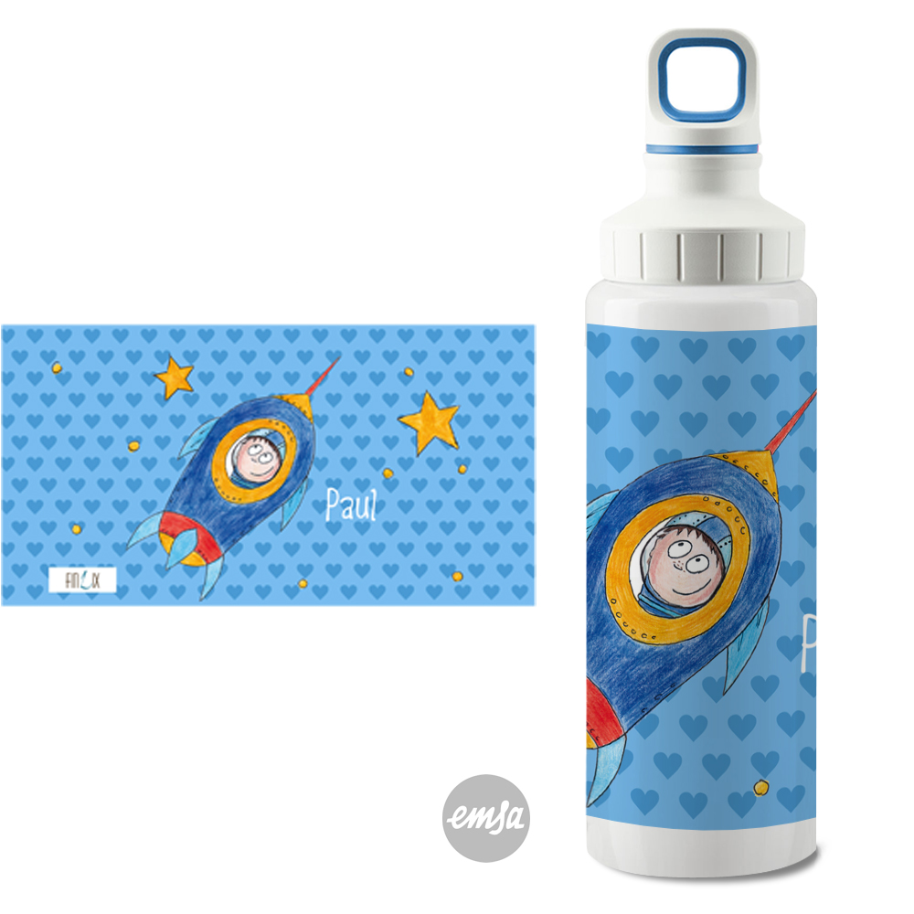 Astronaut Edelstahltrinkflasche von emsa personalisierbar