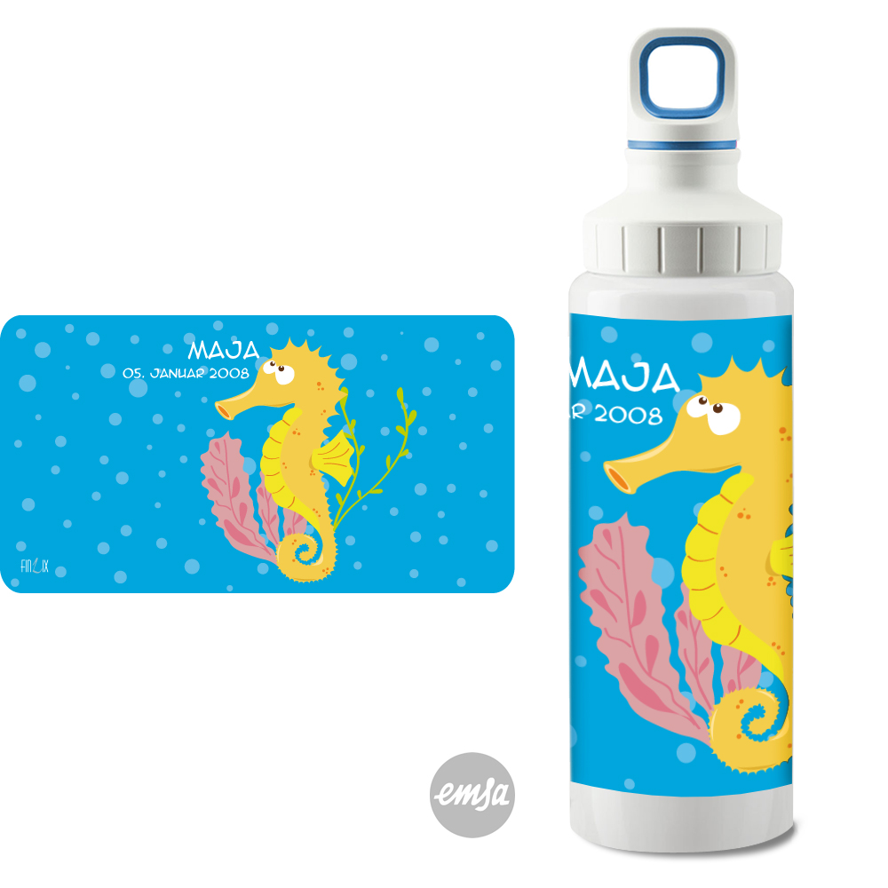 Seepferdchen Edelstahltrinkflasche von emsa personalisierbar