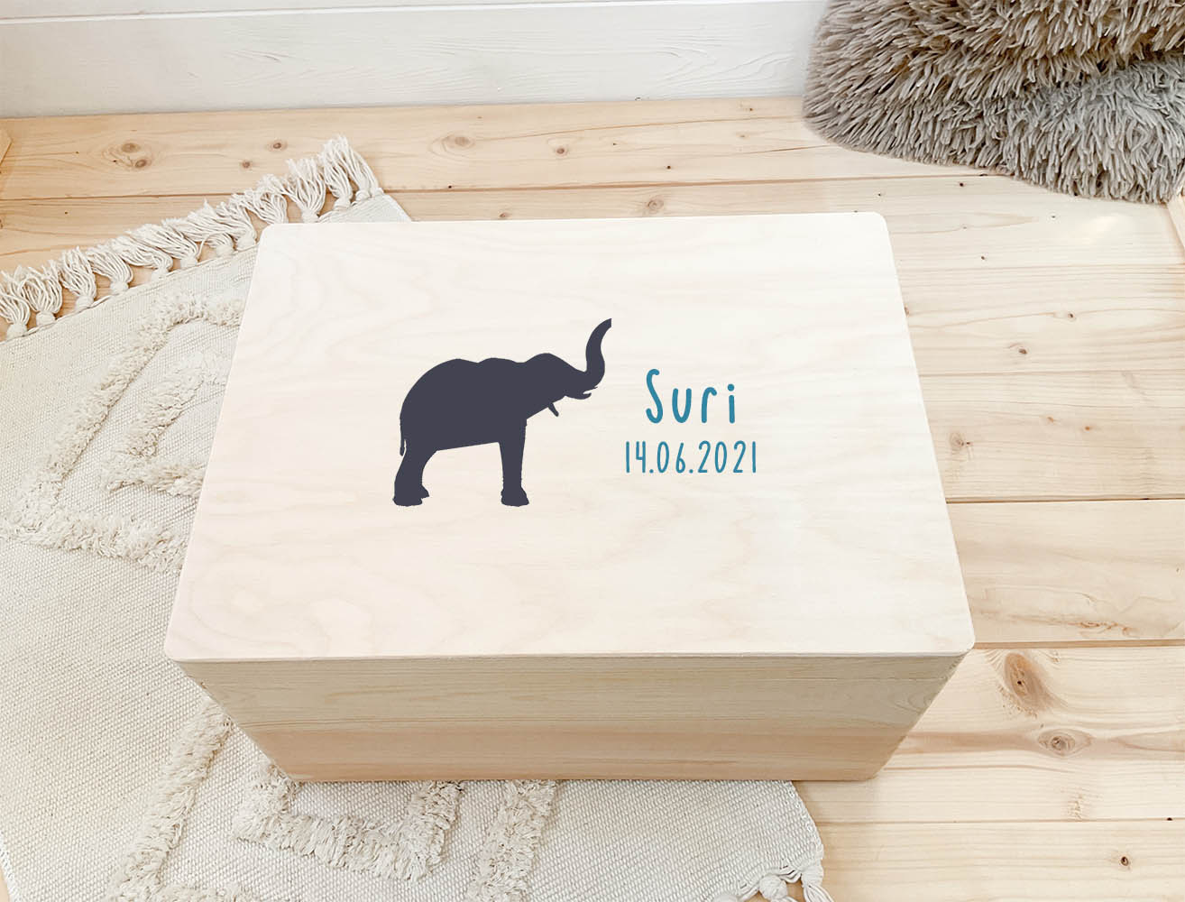 Erinnerungsbox Baby personalisiert - Elefant