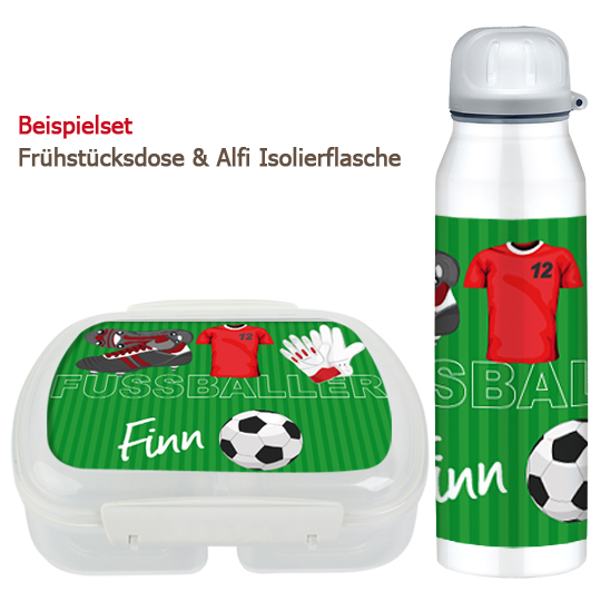 Set Brotdose und Trinkflasche - Fußball rot