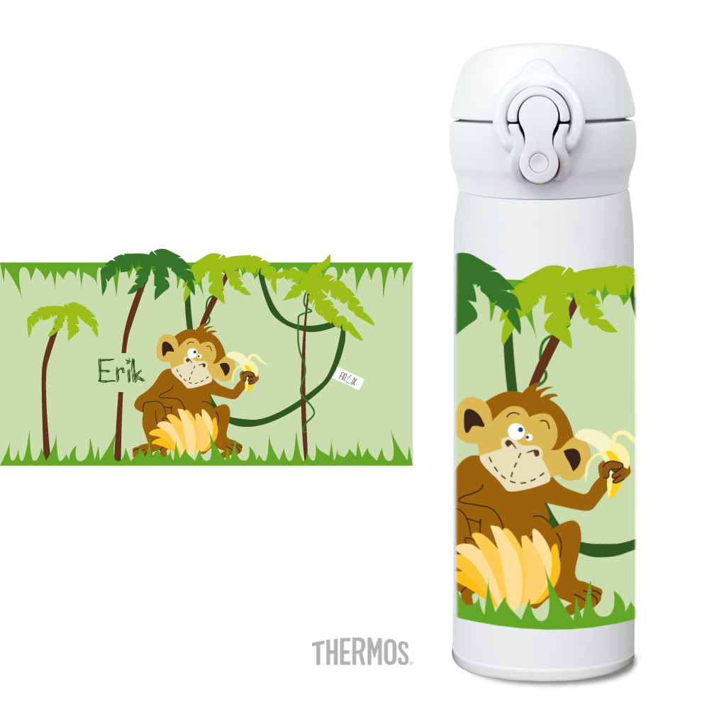Thermos Isolier -Trinkflasche Affe Dschungel - personalisierbar