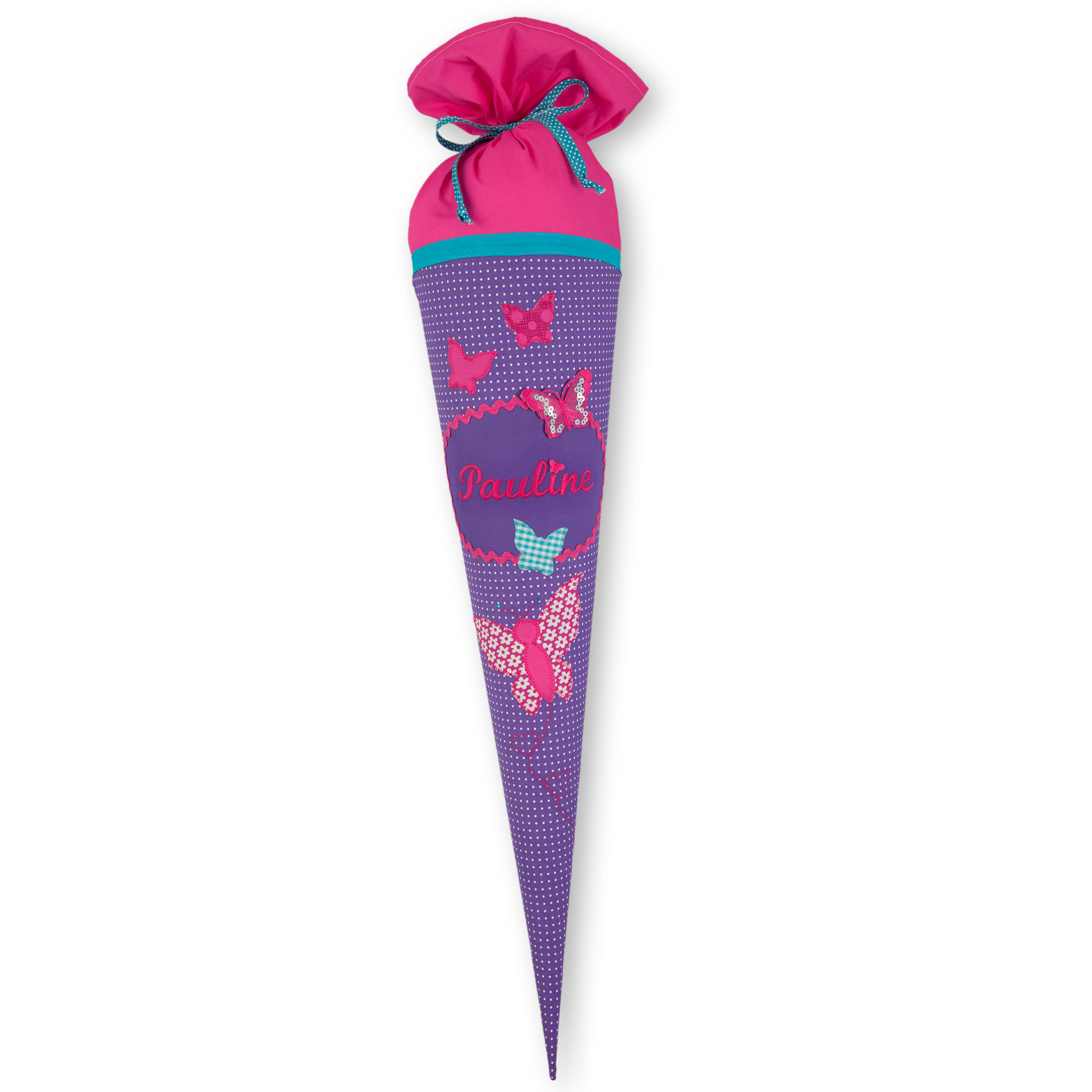 Schultüte Schmetterlinge lila pink personalisierbar - Stoffschultüte