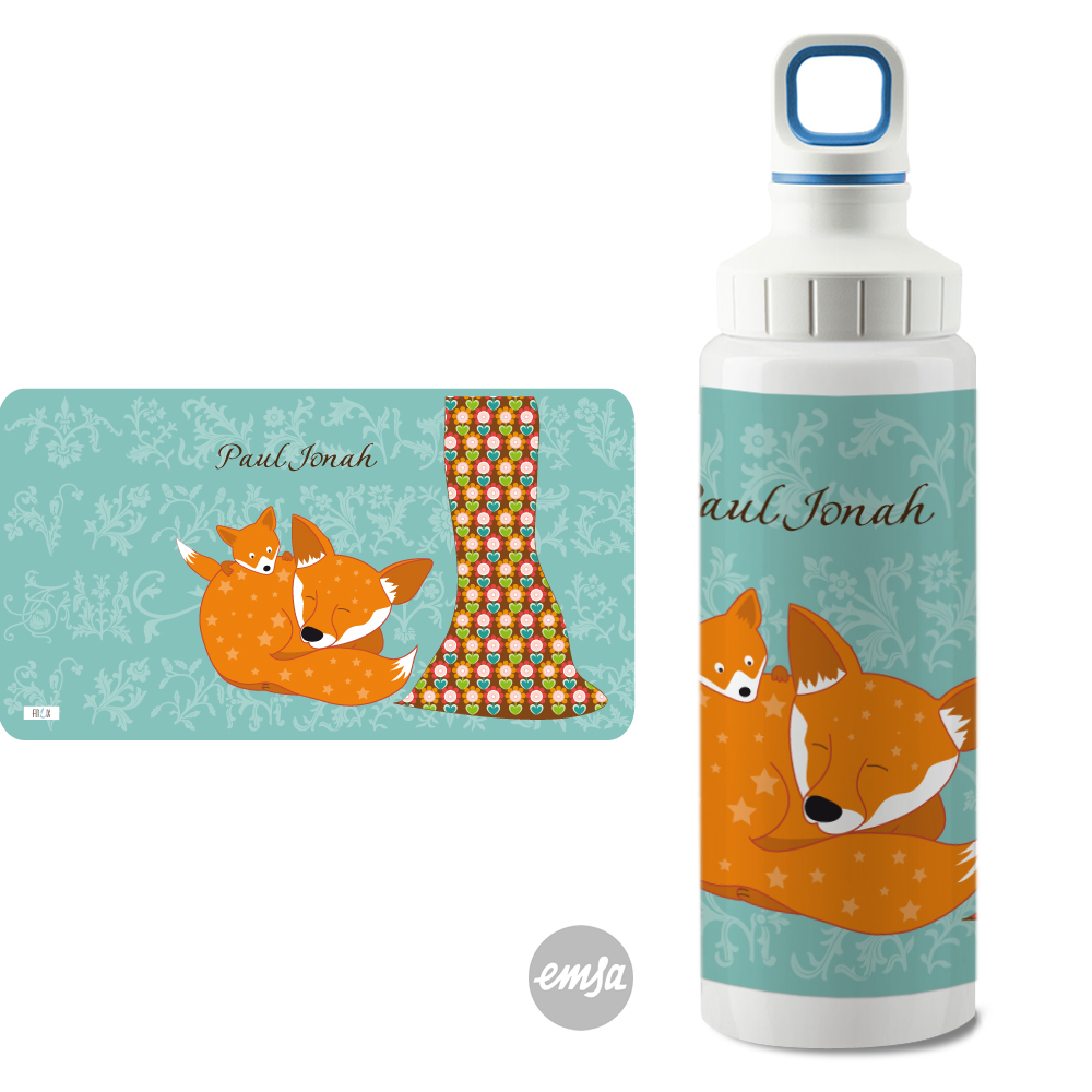 Fuchs floral Edelstahltrinkflasche von emsa personalisierbar