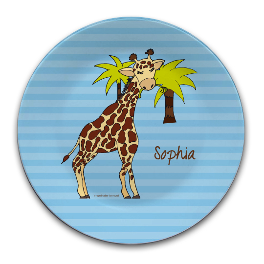 Teller Giraffe Sofia blau personalisierbar - Serie Afrika