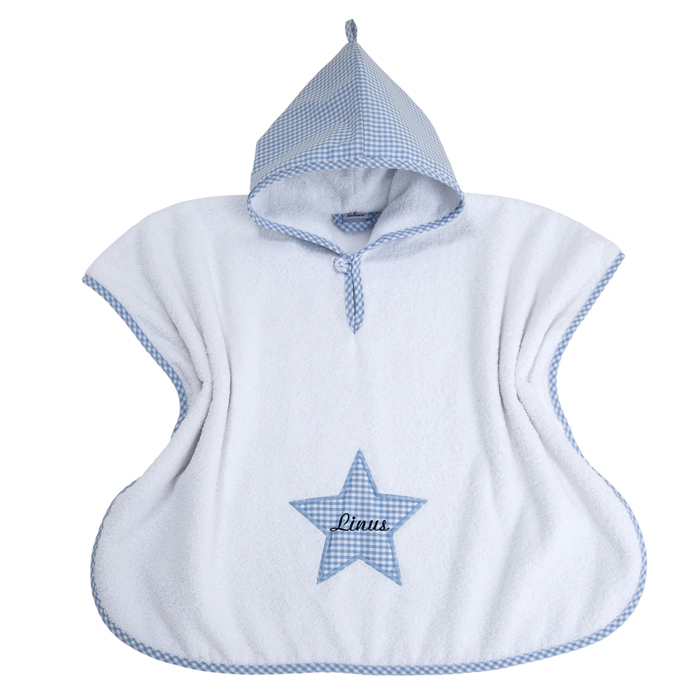Baby Badeponcho personalisierbar - hellblau Stern