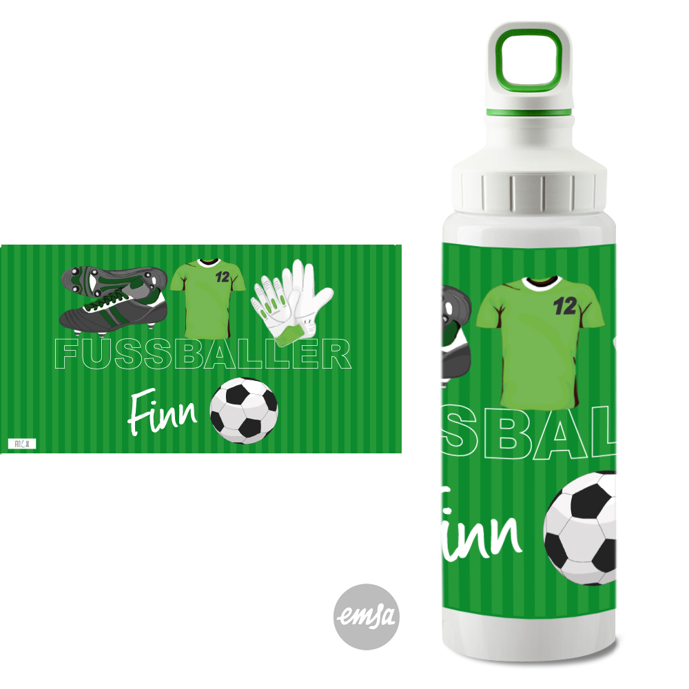 Fußball grün Edelstahltrinkflasche von emsa personalisierbar