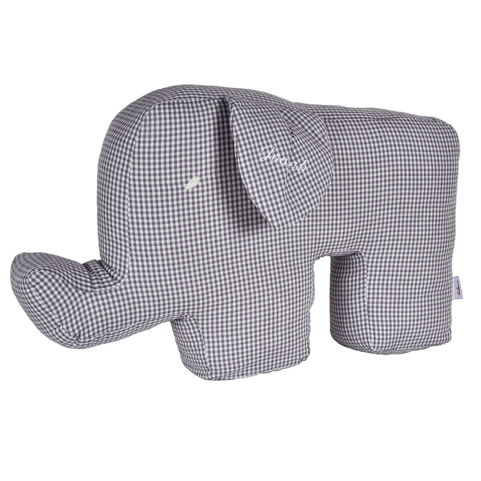 Elefantenkissen Vichy grau - personalisiert 