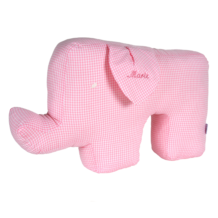 Elefantenkissen Vichy rosa - personalisiert