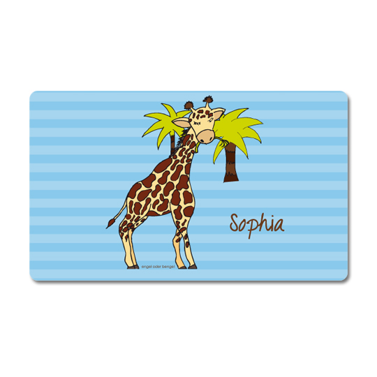 Giraffe Sofia blau personalisiertes Frühstücksbrettchen