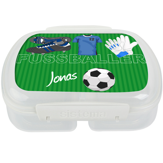 Brotdose Fußball personalisiert - Trikot blau